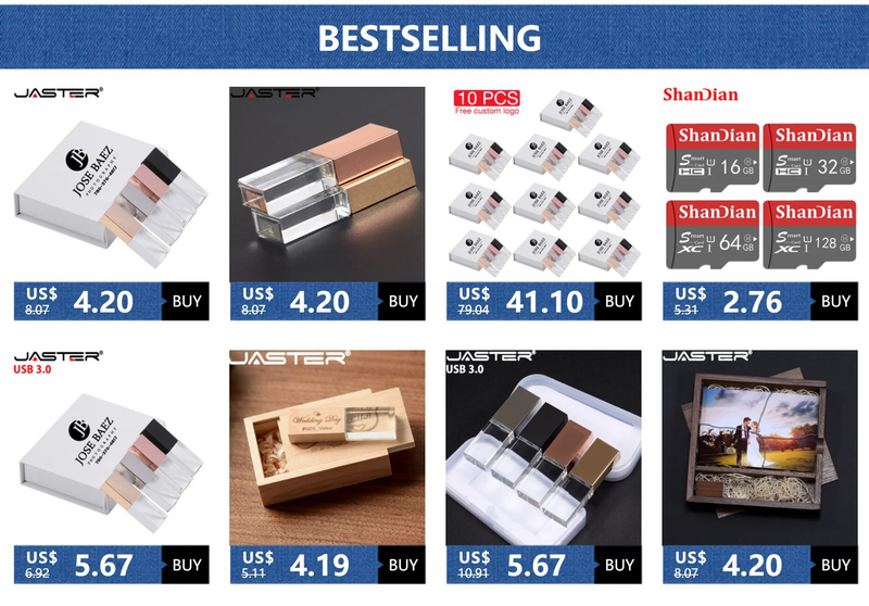 JASTERS Crystal sticks 3D print custom 4GB 8GB 16GGB 32GB 64GB usb flash pen drive transparent glass_voghion.com