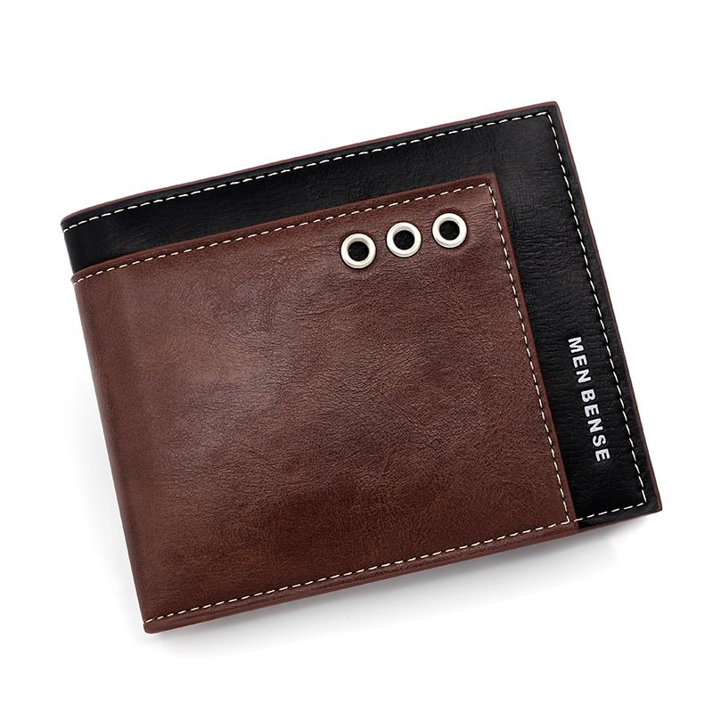 Korean Version Short Color Block Hinge Large Capacity Multi-Card Slot Casual Fashion 80% Off Men's Wallet_voghion.com