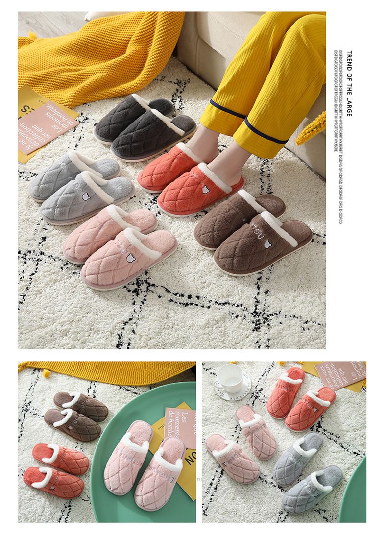 2024 Nuevas zapatillas de algodón para parejas, para mujer, otoño e invierno, para interior del hogar, suela gruesa, antideslizantes, resistentes al desgaste, cálidas para el hogar para hombres_voghion.com