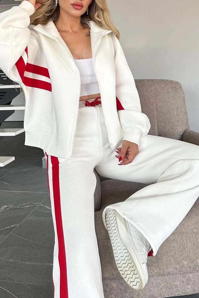 Giacca sportiva casual con cerniera a righe Y2K, autunno 2024, per donna_voghion.com
