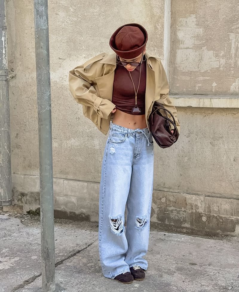 Women's Khaki Double-Breasted Trench Coat With Notched Lapel – Casual Blazer Jacket For Fall, Comfortable & Stylish_voghion.com