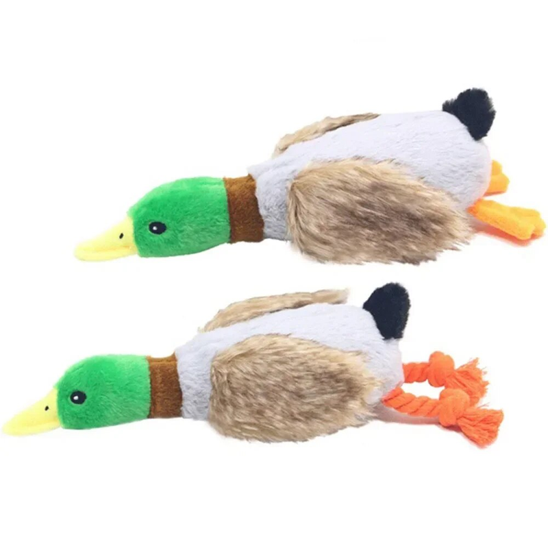 Durable Aggressive Chewers Pet Mallard Duck Dog Squeaky Plush Puppy Toy For Small Medium Large Dogs_voghion.com