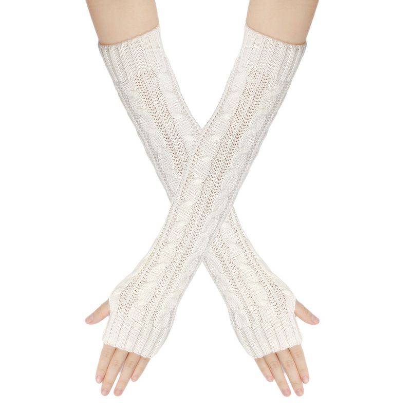 Woolen Long Fingerless Gloves Knitting Fried Dough Twists Figure 8 Open Finger For Women Autumn And Winter Acrylic Wool_voghion.com