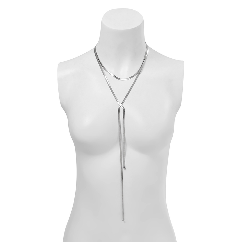 Dames sieraden hiphop metalen wind snake bone chain ketting trend geometrisch lang geweven sleutelbeen ketting_voghion.com