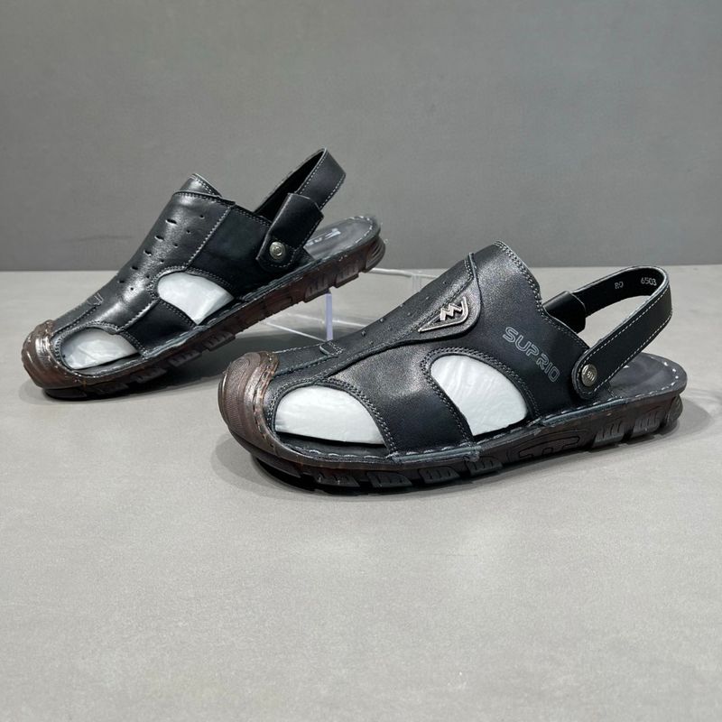 Sommer Neue Sandalen Top Layer Beach Casual Leder Rindsleder Weiche Sohle Nähte Zehenkappe Herrenschuhe_voghion.com