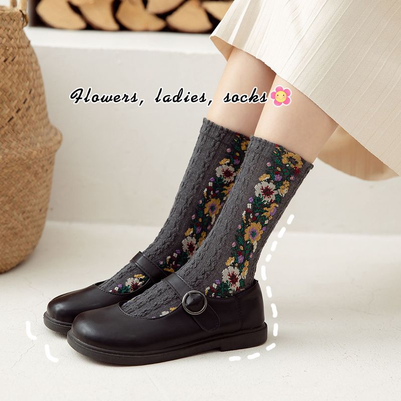 2025d 2024 Nieuwe Mid-Calf Lente Zomer Etnische Stijl Bloemen Damessokken_voghion.com