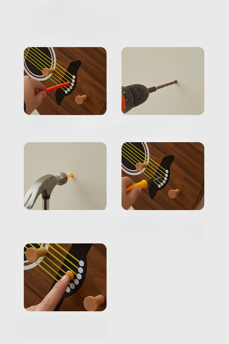 Creative Entryway Guitar Hook Personalized Decorative Wall Hanging Hallway Storage Rack 2326_voghion.com