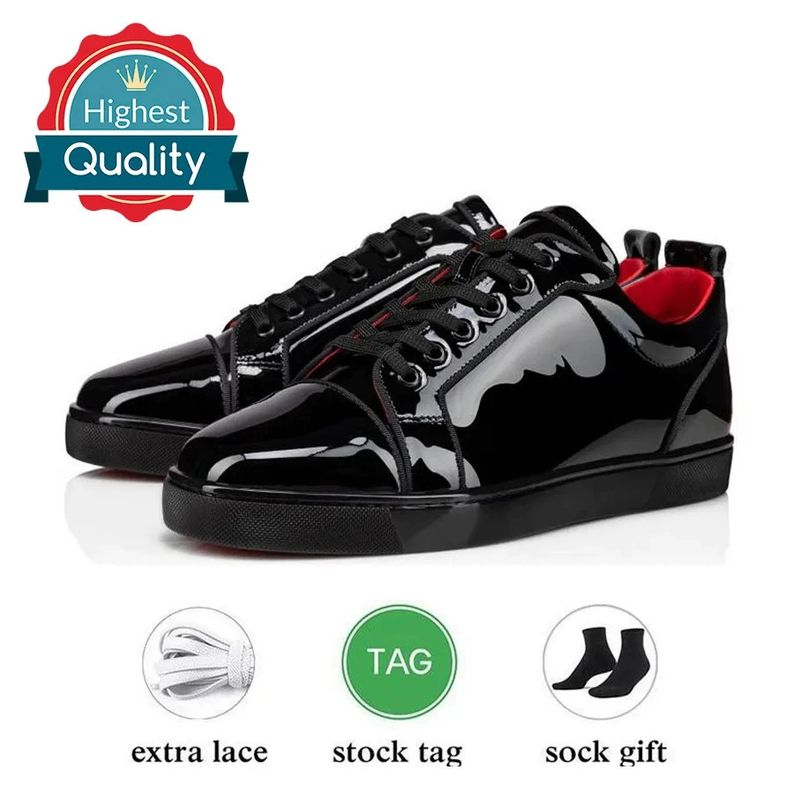 New Classic Electric Embroidery Red Sole Black Embroidered Low-Top Rivet Men's Flat Casual Crescent Shoes_voghion.com