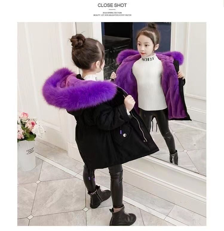 Kinderbekleidung Mädchen-Wintermantel mit wolleverdicktem Mädchen-Steppmantel zur Überwindung geschickt_voghion.com