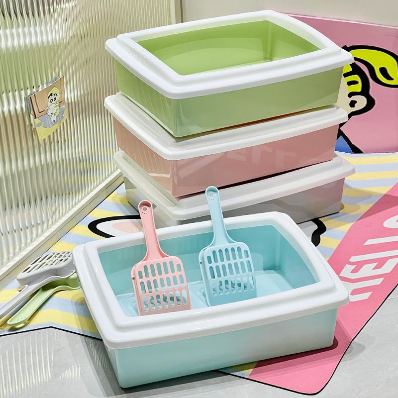 Toilette semichiusa con vassoio quadrato e paletta, lettiera per gatti, negozio di animali_voghion.com