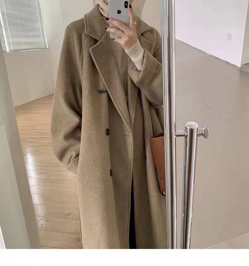 Xi Wu Women's Elegant Woolen Coat, Stylish And Warm Outerwear, Thickened Mid-length Jacket For Autumn And Winter, Hepburn Style_voghion.com