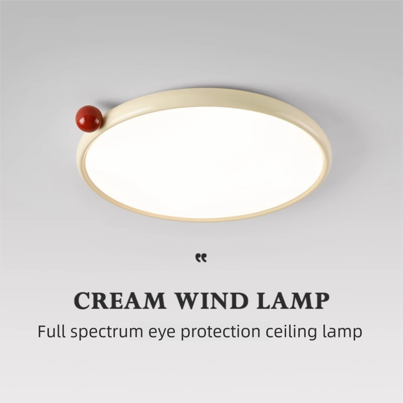 Lampada da soffitto per camera da letto color crema a spettro completo, protezione oculare ultrasottile per bambini, stile minimalista, piccola lampada a forma di fagiolo di latte_voghion.com