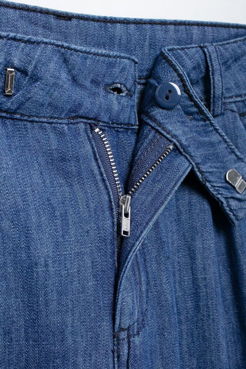 Women's Denim Shirt & Wide Leg Pants Set - Casual Office Wear, Comfortable Stretch Fabric, Adjustable Waist Tie, Autumn Fashion_voghion.com