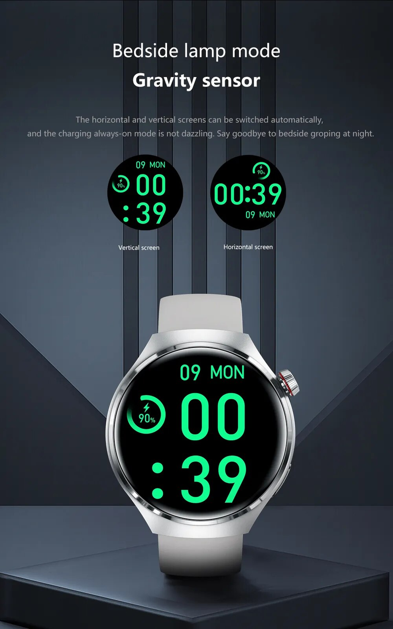 2023-as új okosórák férfi GT4 Pro 360*360 HD képernyős pulzusszám Bluetooth hívás IP68 vízálló NFC okosóra Huaweihez_voghion.com