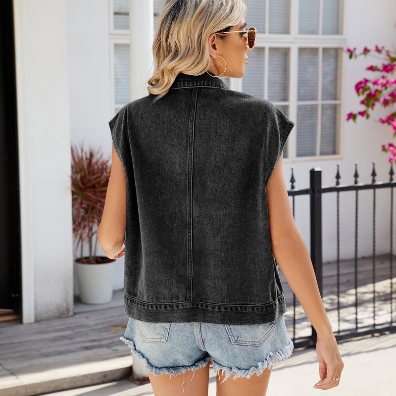 Ženska odjeća Ljeto Novi stil Oprani Jednoredni Traper Vest Prsluk Trend_voghion.com