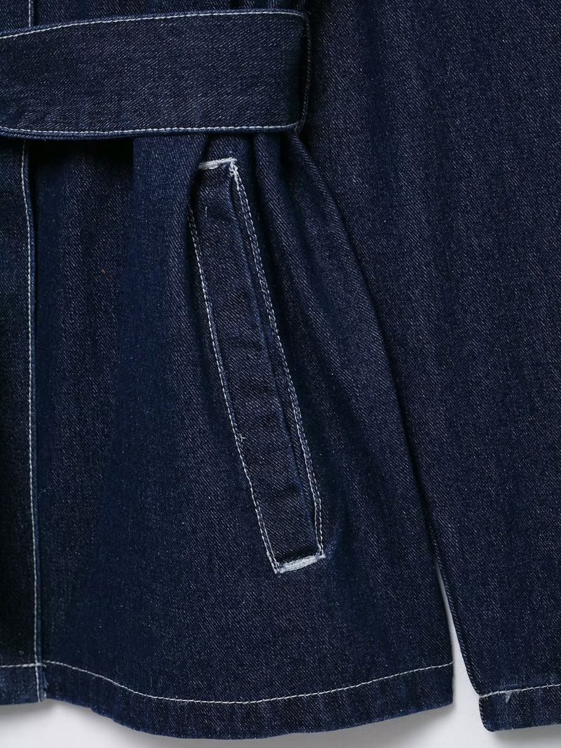 Abbigliamento da donna, cintura, giacca con risvolto, pantaloni a gamba larga in denim_voghion.com