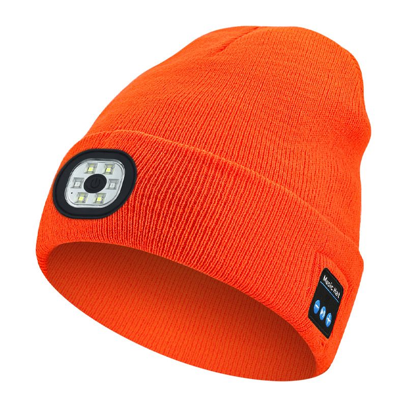 removable and rechargeable LED luminous lighting hat Bluetooth music knitted hat_voghion.com