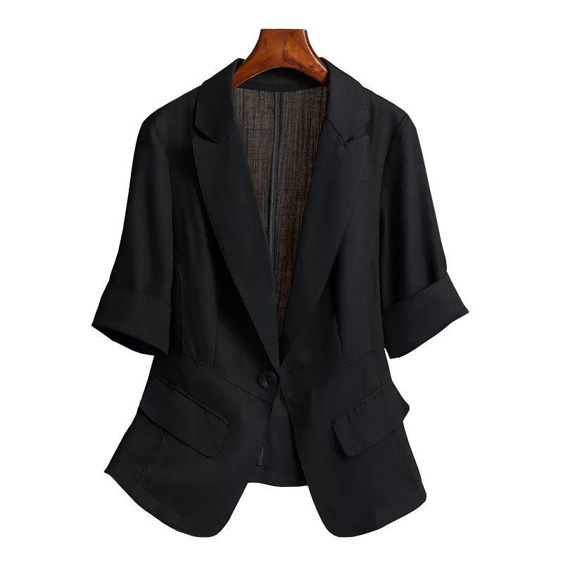 Summer And Autumn Thin Coat Covering Belly Casual Suit Top En_voghion.com