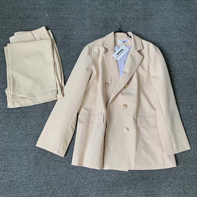 Damenbekleidung weiße Hose, lange Ärmel, Modegöttin-Stil, lässiger Anzug mit professionellem Temperament_voghion.com