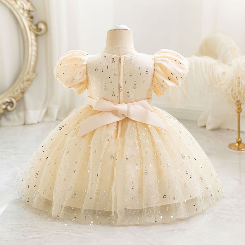 2024 nouvelle robe d'hôte pour enfants robe de soirée pour fille de fleur d'un an robe de princesse florale à manches bouffantes robe en gaze en stock_voghion.com