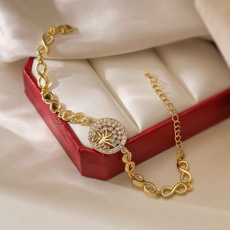 Damenschmuck Kupfer vergoldet K Gold Zirkon Baum des Lebens MOM Armband weiblich INS All Match Hand Schmuck neu_voghion.com
