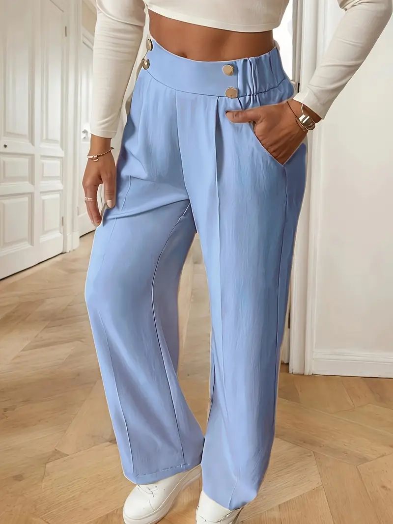 Dameskleding Drape Mopping Casual Broek Hoge Taille Broek Losse Temperament Recht Niche Ontwerp Effen Kleur Broek_voghion.com