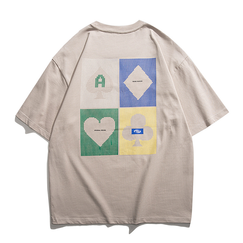 Sigong foam print heren nieuwe zomer trend label oversized losse pasvorm casual paar halve mouwen T-shirt met korte mouwen_voghion.com