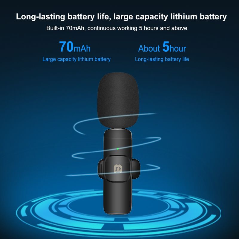 Wireless Lavalier Noise Reduction Reverb Microphones for Type-C Phone, Type-C Receiver and Dual Microphones (Black)_voghion.com