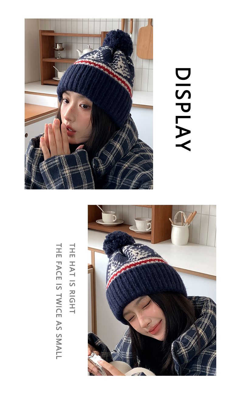 Gorro navideño rojo de lana para niños, ideal para el invierno. Grueso, cálido y con protección para las orejas. Perfecto para parejas, estudiantes y personas que buscan un gorro de punto resistente al frío._voghion.com