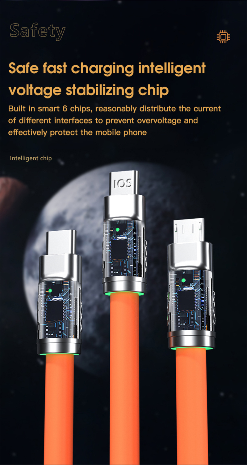 3-in-1 6A 120W Ladekabel Mini USB Typ-c 1,2 M/2M Flüssigsilikon USB Handy-Ladekabel, geeignet,_voghion.com