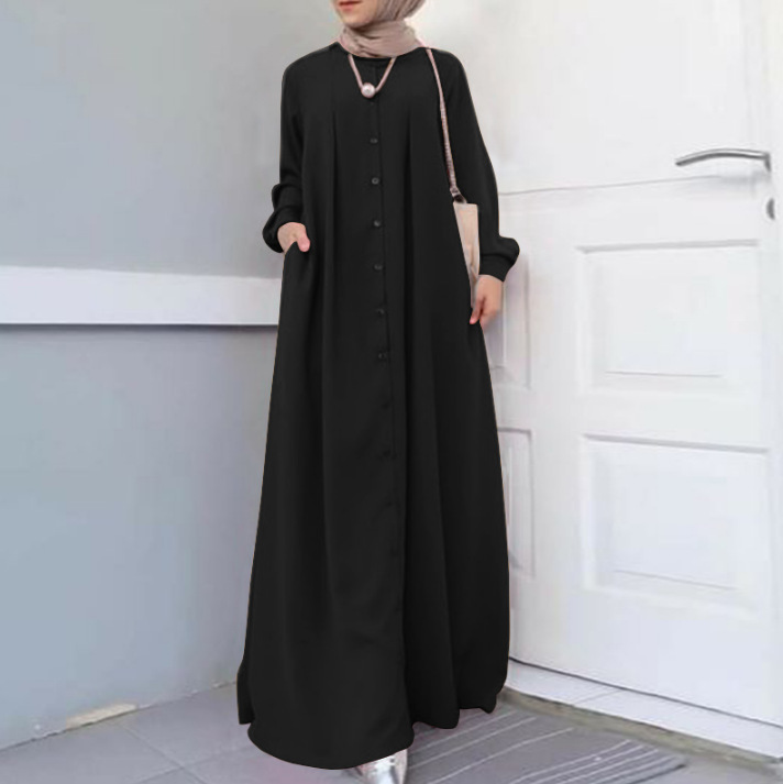Women's long skirt plus size women's clothing loose temperament commuting long robe dress_voghion.com