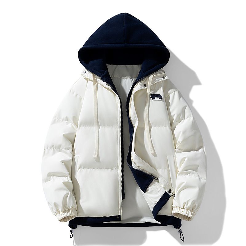 Fake Two Trendy Brand Winter Cotton-padded Clothes, New Loose Men's And Women's Same Cotton-padded Clothes, Warm Hooded Couples' Cotton-padded Jackets_voghion.com