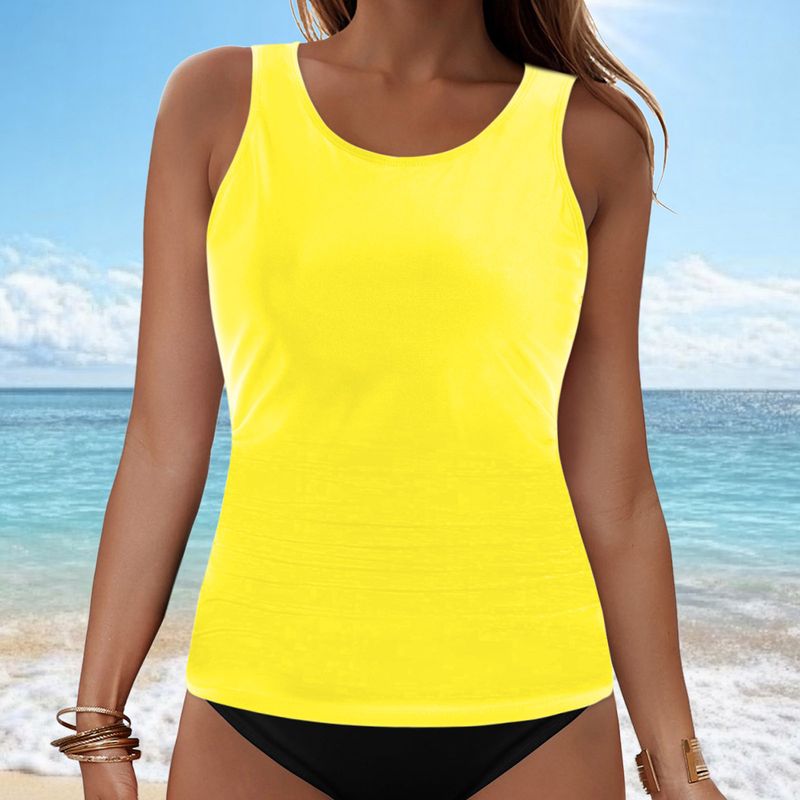 Women's Clothing Solid Color Split Swimsuit Solid Color Sexy Bikini Beach Hot Spring Swimsuit Single Top_voghion.com