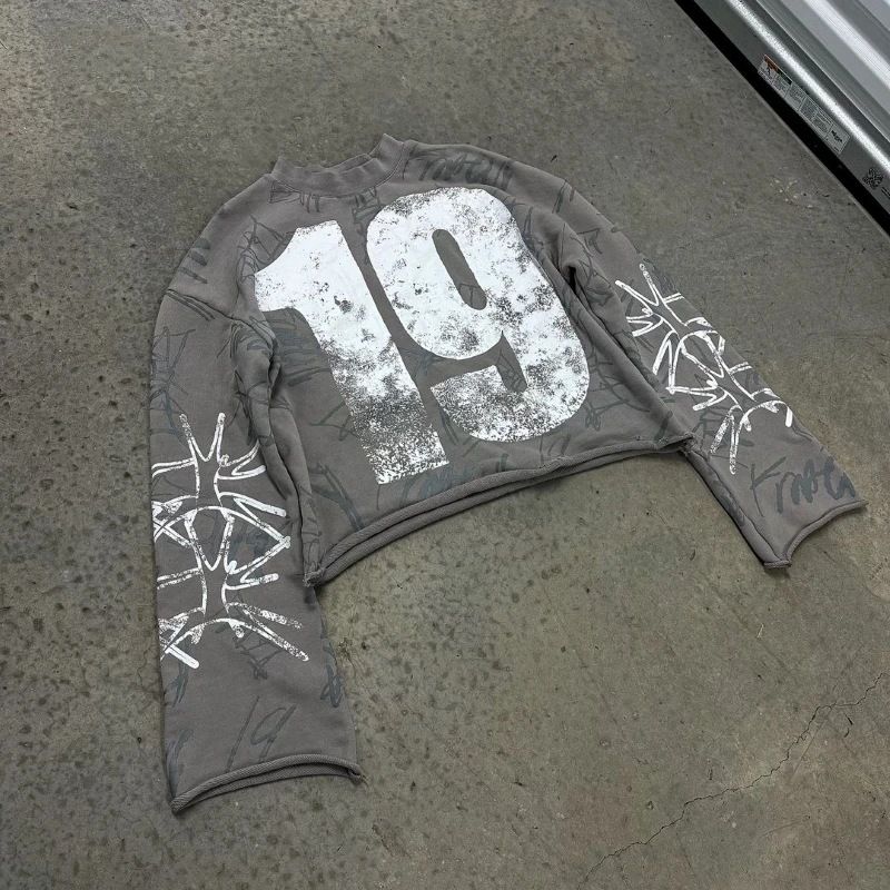 Camiseta con estampado digital de estilo gótico callejero para hombre, sudadera informal con capucha estilo hip-hop Haruku Y2k_voghion.com