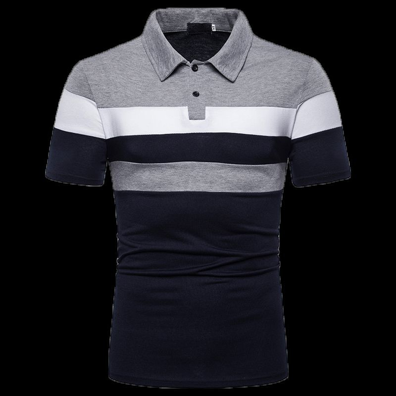 Kortärmad pikétröja för män Mode Casual Splicing Polo Shirt Top_voghion.com