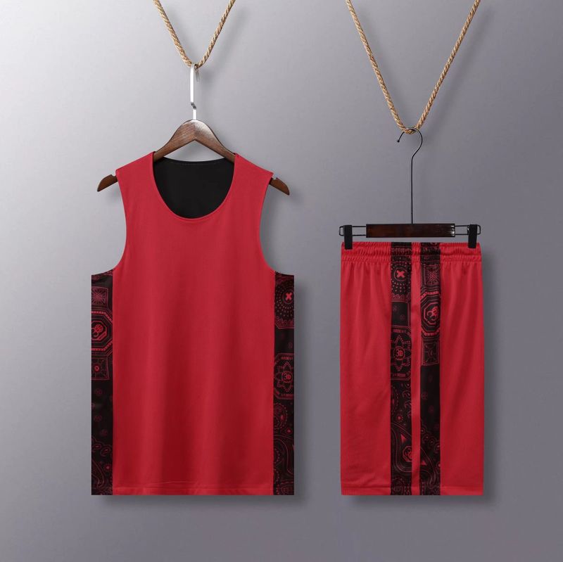 Costum de baschet cu două fețe, îmbrăcăminte sport lejeră pentru bărbați, uniformă personalizată pentru studenți, vestă imprimată,_voghion.com