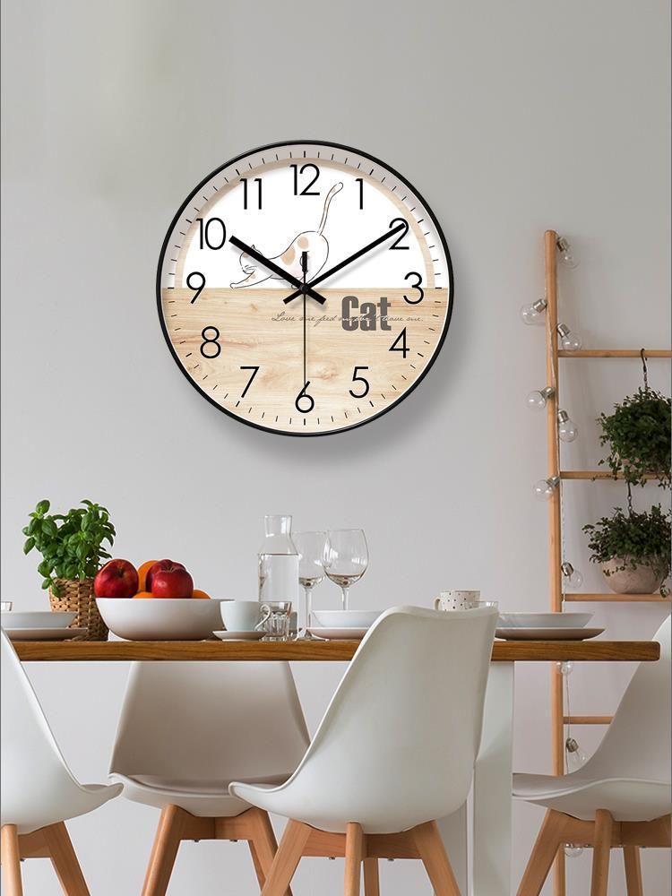 Yipula 8250 Cartoon Cat Wall Living Room Simple Kitten Silent Sweep Second Quartz Clock_voghion.com