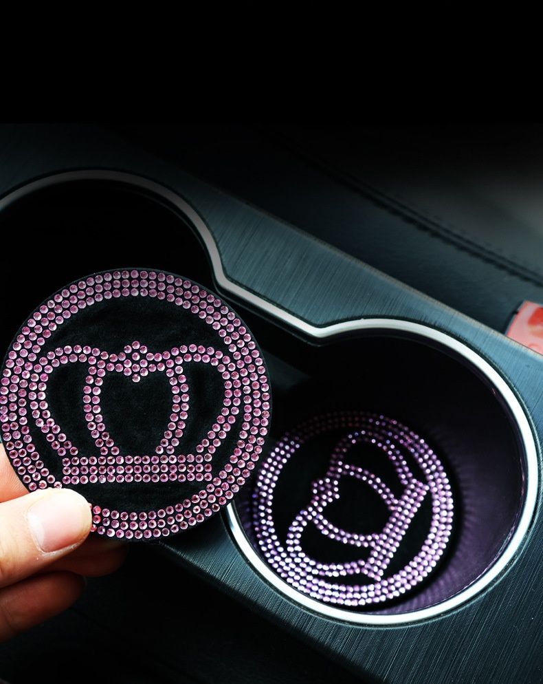 Xiao Deng Xiao Deng Cross Border Diamond Inlayed Coaster met diamanten, antislip automat, auto-interieurdecoratie, opbergvak_voghion.com