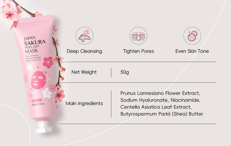 Version Laikou Sakura Peel Off Mask 50g (slang) Rengör porer, återfuktar och återfuktar hudvård_voghion.com