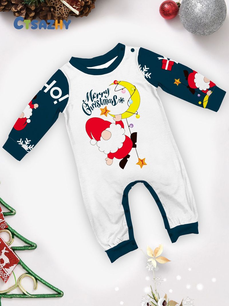 Pigiama stampato per la casa con fiocco di neve e lettera di Babbo Natale per Natale._voghion.com
