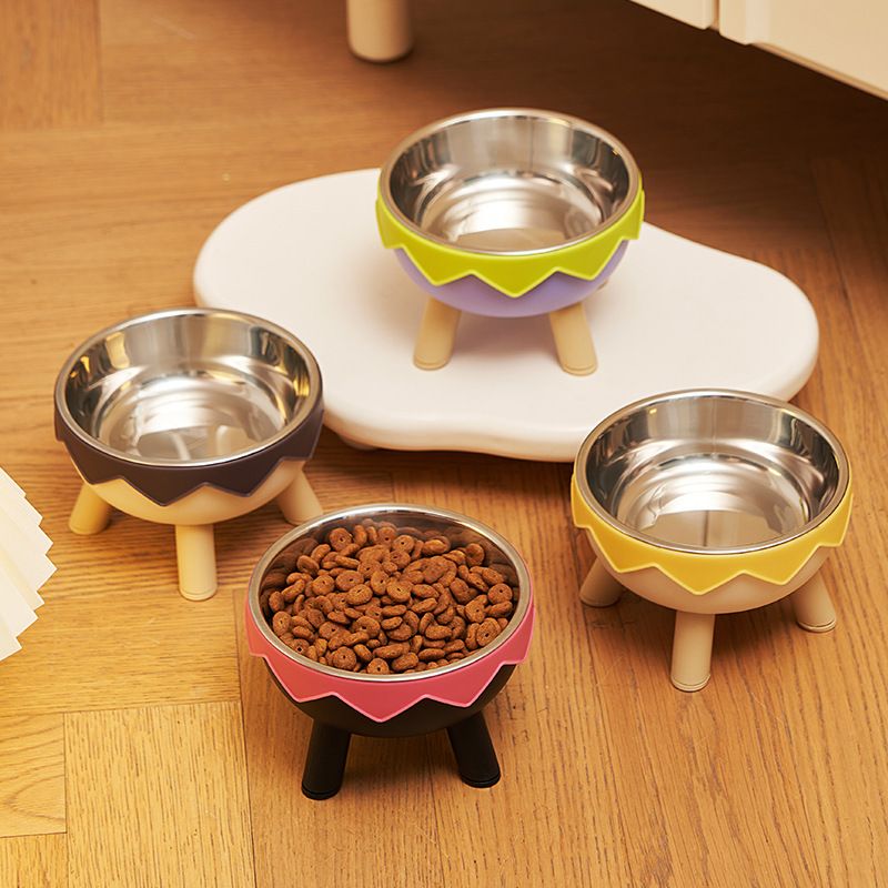 Cat Cat High Footed Stainless Steel Dog Bowl, Slip And Anti Knock Pet Tableware_voghion.com