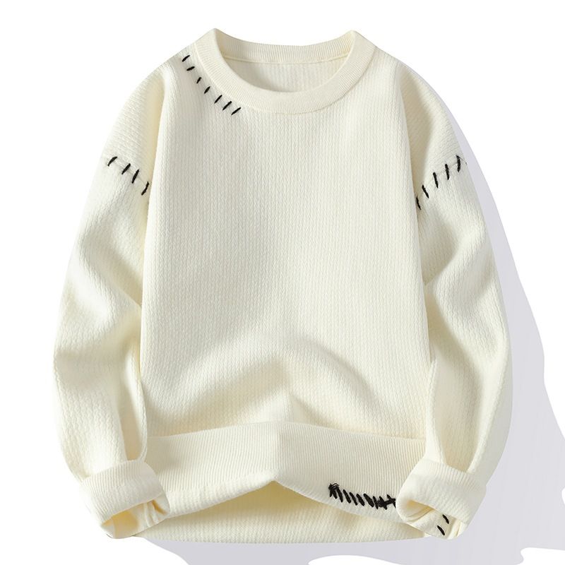 Lazy Wind Loose Couple Sweater Men Wear Round Neck Pullover Bottom Warm Men's Knitted Sweater_voghion.com