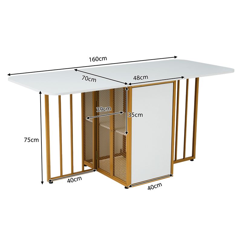 Klappbarer Esstisch Ausziehbar Mit Schubladen, Weiß_voghion.com