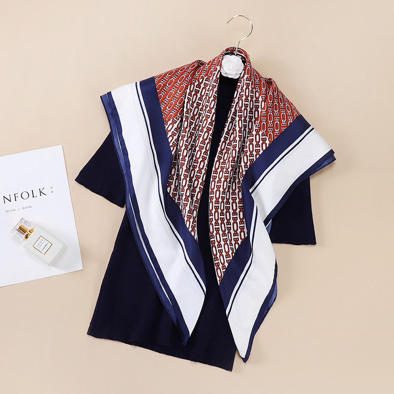 90 * 90cm twill silk square scarf color matching Korean version fresh and versatile temperament silk scarf women's scarf_voghion.com