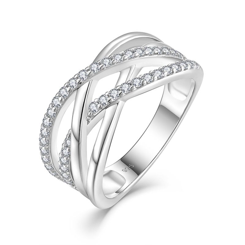 Sterling Sier bijoux zircone empilable Mosang diamant paire anneaux hommes femmes amoureux bague de fiançailles de mariage_voghion.com