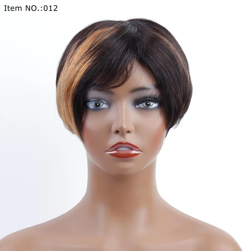 Pixie Cut Human Hair Wig for Women Short Wavy Layered Pixie Wigs with Bangs_voghion.com