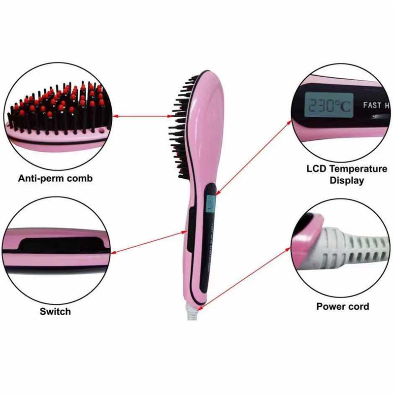style does LCD not harm hair, ceramic electric splint straight hair beauty negative ion lazy massage comb_voghion.com