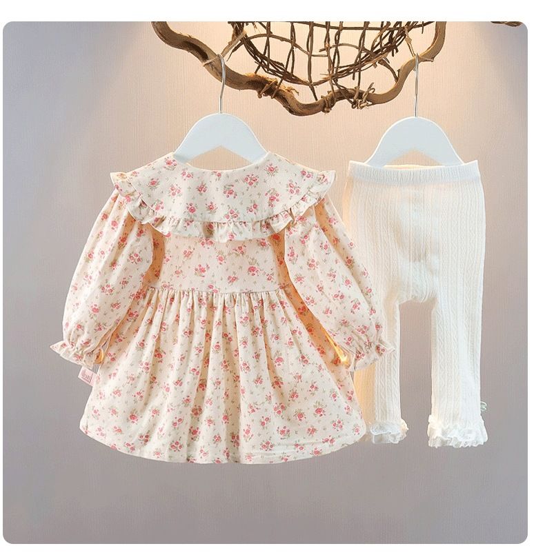kid's clothing Floral three-piece autumn dress for baby girls Western style little girl dress set_voghion.com