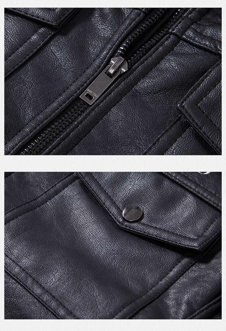 Herrenbekleidung Pelz Einteilige Puleather Jacke Reiten Biker Anzug Revers Herren Wintermantel Ledermode_voghion.com