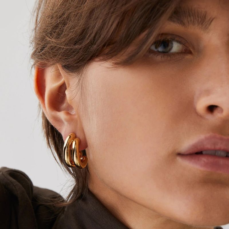 Orecchini a forma di C spessi e lucidi in metallo di alta qualità, orecchini femminili con personalità unica e temperamento versatile_voghion.com